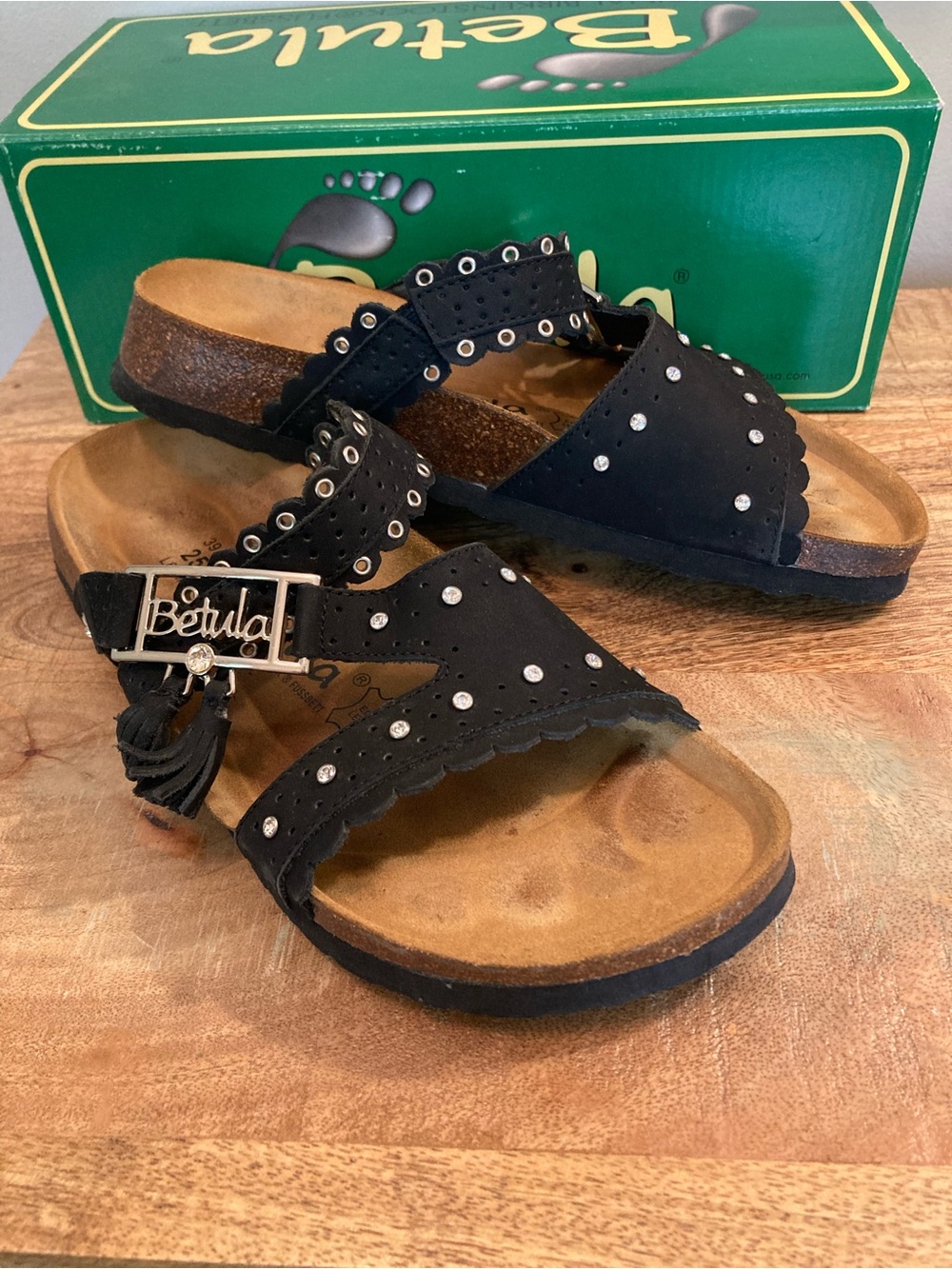Betula Black Leather Sandals size 8- 8.5